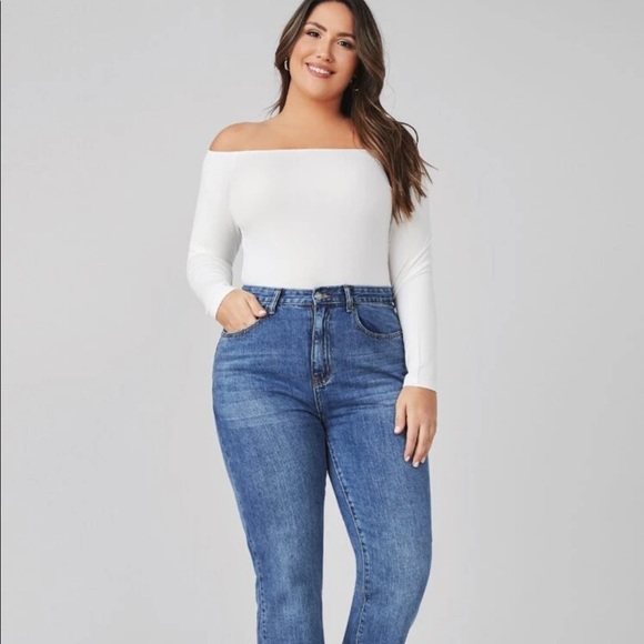 PLUS off the shoulder long sleeve bodysuit white - Picture 4 of 9